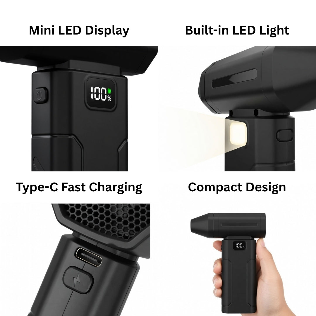 USB-C charging port on portable braai fan