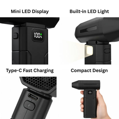 USB-C charging port on portable braai fan